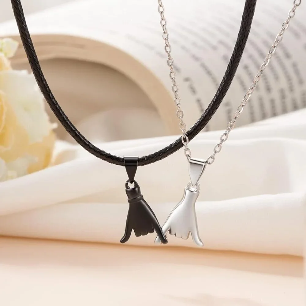Matching Promise Necklace Set for Couples Stainless Steel Love Gift